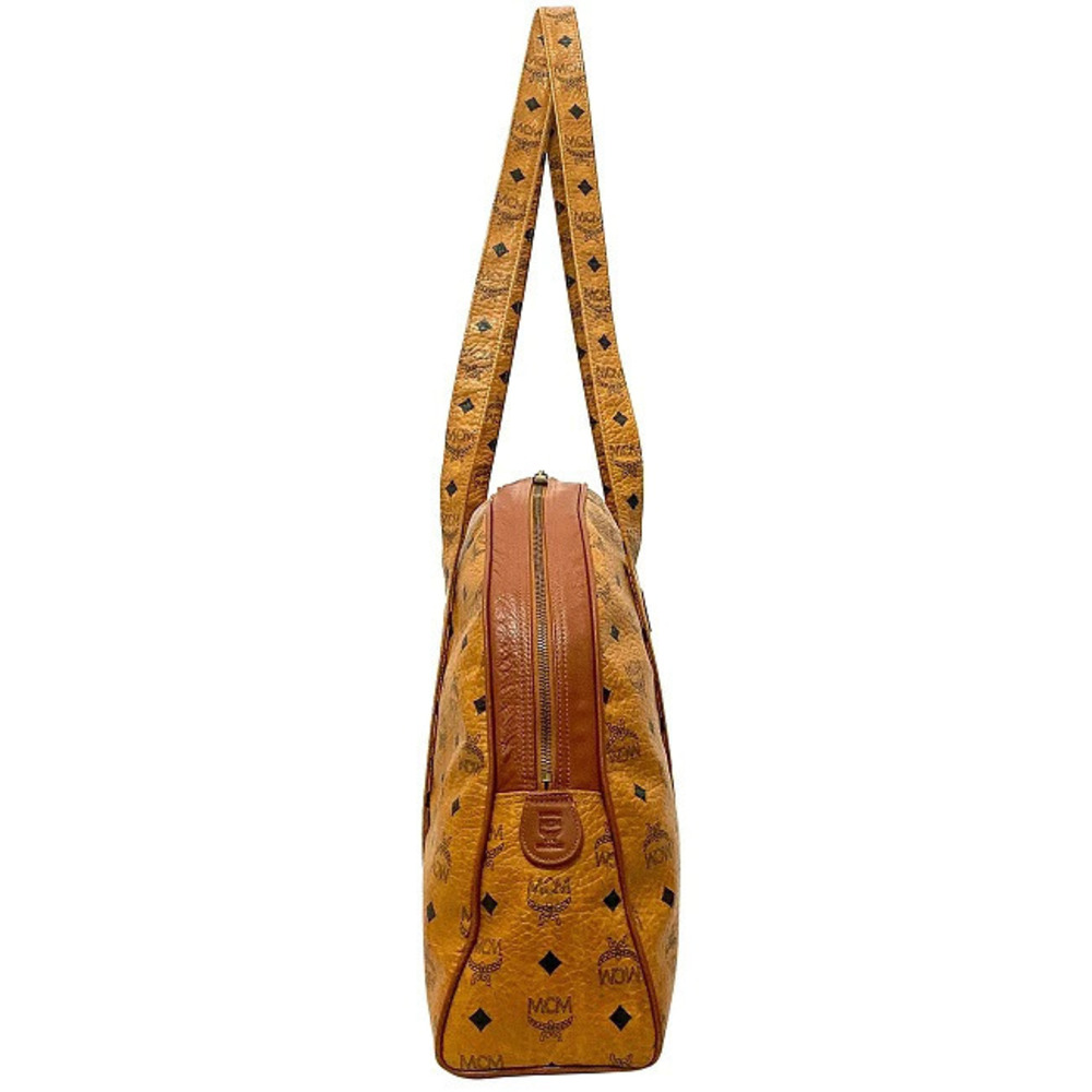 Mcm Brown Logo Bag over Travel Visetos Tote Tan All Plate Shoulder Camel